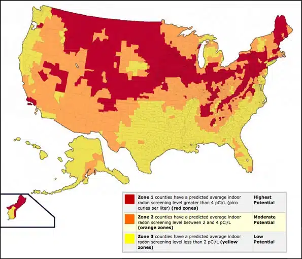 radon zones epa map